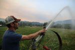 Jason Rambo ignored a Level 3 or "Go Now" evacuation order to protect his recreational cannabis farm with an irrigation sprinkler.