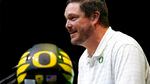 Oregon head coach Dan Lanning speaks during Pac-12 Conference men's NCAA college football media day Friday, July 29, 2022.