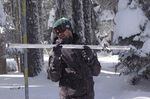 Jackson County Watermaster Shavon Haynes prepares to weigh a snow core sample in Southern Oregon. 