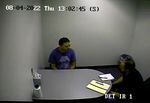 Security camera footage shows Christopher Knipe being questioned by Portland police detective Scott Broughton, in August 2022. Knipe was charged with Sean Kealiher's murder and is being held without bail.