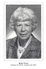Betty Niven's image in her celebration of life program, 2001.