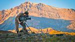 OPB's senior videographer Michael Bendixen filming at Mount St. Helens.
