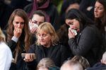 Mourners pay their respects during the State Funeral of Queen Elizabeth II on Monday.