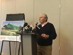 Columbia Sportswear CEO Tim Boyle at a press briefing on Tuesday, April 10, 2018 announcing plans by Harbor of Hope to develop a new homeless shelter in northwest Portland.