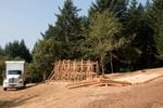 The morning after the Pickathon Music Festival, PSU students began deconstructing the Treeline Stage.