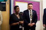Tubman Middle School Principal Natasha Butler, left, and PPS Superintendent Guadalupe Guerrero speak to reporters.