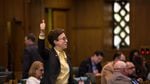 House Speaker Tina Kotek, D-Portland, signals her vote on the House floor at the Capitol in Salem, Ore., Tuesday, April 2, 2019.