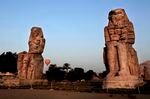 The Colossi of Memnon, two sandstone statues of Amenhotep III, are seen in Luxor in 2017. Excavators say they have discovered a new ancient tomb in the Egyptian city.