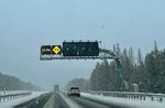 Snow makes for tricky driving on I-84 west outside La Grande, Oregon, on Thursday, Dec. 9, 2021.