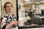 Clackamas County Elections Clerk Sherry Hall speaks at the office in May, as staffers reprocess hundreds of thousands of ballots that were damaged by a misprint.  (AP Photo/Gillian Flaccus, File)