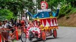 an image of a soapbox car designed to look like a jack in the box clown
