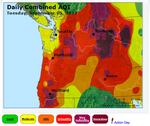 Screenshot of the EPA's AirNow.gov map of the Air Quality Index for Washington and Oregon on a day when particulate from wildfires was especially abundant.