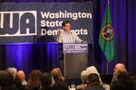 Washington Attorney General and gubernatorial candidate Bob Ferguson gave a brief speech at the State Democrats' convention in Bellevue Saturday, June 22, 2024. He warned his party that the race for governor will likely be close and drew clear distinctions between him and his leading Republican opponent.