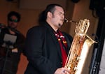 Saxophonist Orion White plays with Wen'ipt, a contemporary jazz combo, at the Montavilla Jazz Festival in Portland, Ore., on Sept. 5, 2026. The festival features local jazz musicians and took place over three days across several Portland locations.