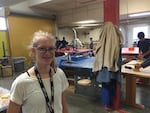 Eighth grade student Kristie Anderson stands in the wood shop at Sunridge Middle School in Pendleton.