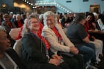 Elizabeth Kenward, left, and “Rosie” Maxine Boeve giggle together during the Rosie the Riveter Congressional Gold Medal Commemoration at the World War II Museum in New Orleans, La., on Friday, March 21, 2025.