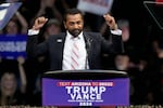 Kash Patel speaks before then-Republican presidential nominee, former President Donald Trump, at a campaign rally at the Findlay Toyota Arena, on Oct. 13, 2024, in Prescott Valley, Ariz.