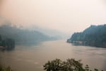 Smoke from the Eagle Creek and Indian Creek wildfires clouds the Columbia River Gorge Monday, Sept. 4, 2017.