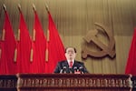 Communist Party Secretary General Jiang Zemin delivers his reports to the opening of the 14th Chinese Communist Party Congress on October 12, 1992 in Beijing.