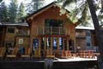 Guests lounge on the back patio at The Suttle Lodge in Sisters, Oregon.