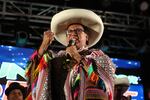 Peru's left-wing presidential candidate, Roberto Sánchez, speaks during a campaign rally at the Plaza Tupac Amaru in Cusco, Peru, on June 2.