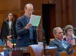 Oregon state Sen. Michael Dembrow, D-Portland, on the Senate floor in March, 2024. 