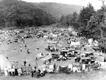 This is a general view of the new camp of the bonus-seeking veterans' camp at Johnstown, Pa., July 31, 1932 when more than 3,000 veterans, their wives and children were encamped there. At the same time efforts were being made toward establishing a permanent camp in Maryland by Commander Walter Waters.