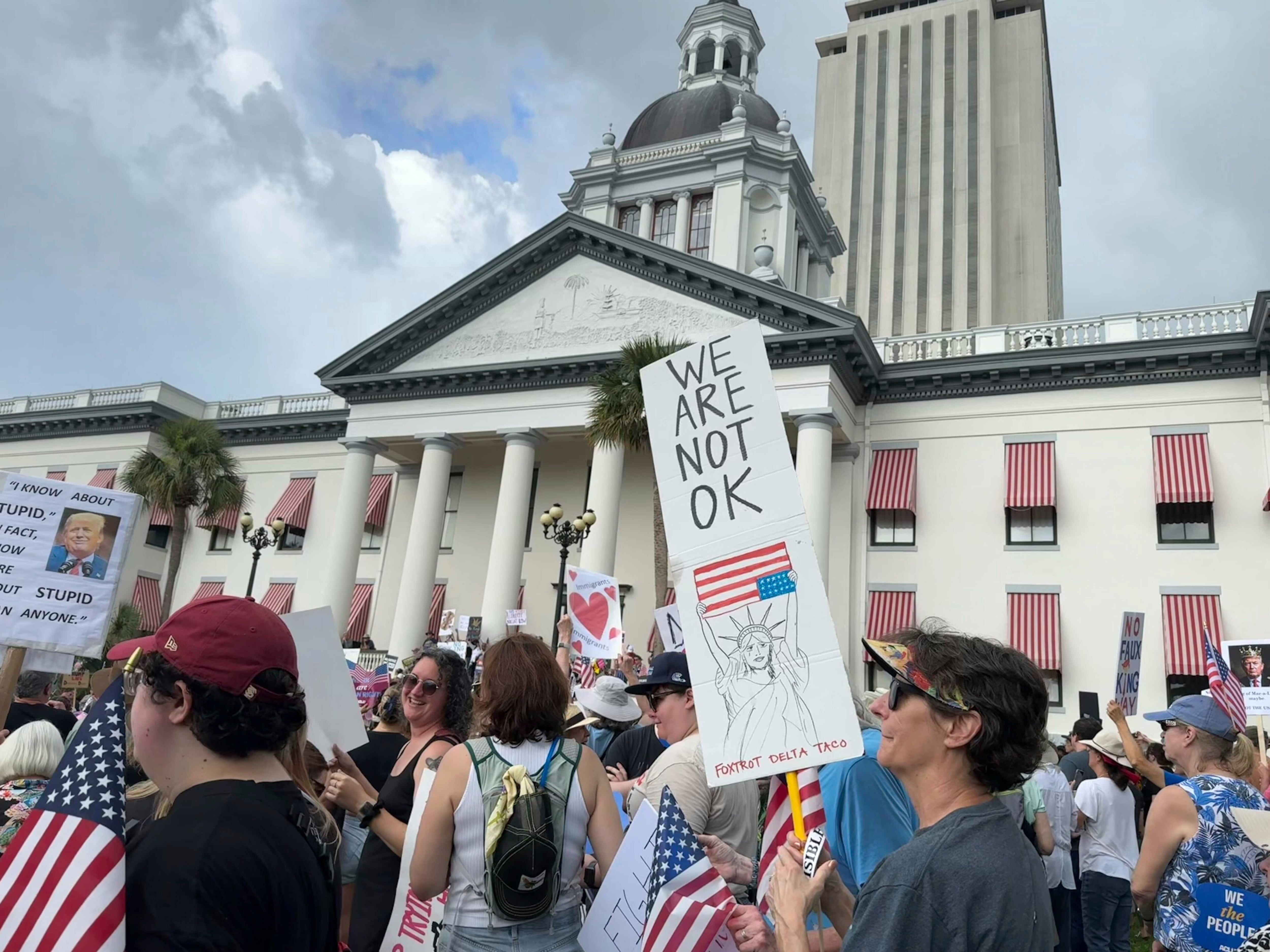 Tallahassee, Fla.: People gather on the grounds of Florida's old capitol.