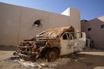 A destroyed car is Khartoum State, Omdurman in Jan. 14, 2025.