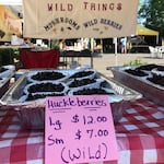 Foraged huckleberries at the Wild Things stand at the Lents International Farmers Market in Portland, Ore.