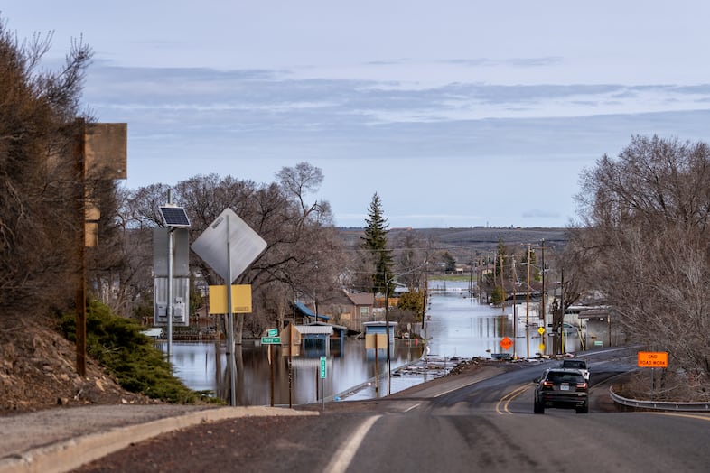 A view looking north along North Broadway Avenue in Burns, Ore., March 30, 2025. 