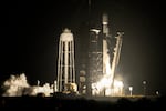 FILE - A SpaceX Falcon 9 rocket lifts off from pad 39A with a payload of a pair of lunar landers at the Kennedy Space Center in Cape Canaveral, Fla., Jan. 15, 2025.