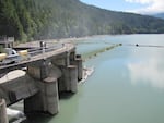 The 210-foot-tall Glines Canyon Dam.