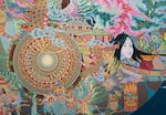 A very small section of a large painting done by Van Le's late father, Le Quang Vinh, taken on March 27, 2025. Le and her uncle Allen Luong are coordinating a series of exhibits that will showcase her father's paintings. The first event will be on April 5, 2025.