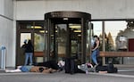 Protesters gather outside the federal building in downtown Eugene on Tuesday, Sept. 23, 2025.