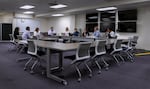 The Portland Public Schools bargaining team holds a planning meeting in the negotiation room at the district office in Portland, Ore., Friday, Oct. 20, 2023. 