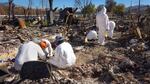 At a burned home in Phoenix, Ore., volunteer crews of archeologists search for two sets of cremains lost in the Almeda Fire.