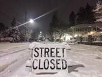 The heavy snowfall left some side streets closed in Portland. 