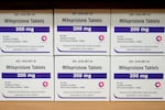 Boxes of the drug mifepristone sit on a shelf at the West Alabama Women's Center in Tuscaloosa, Ala., on March 16, 2022. Danco Laboratories is asking the Supreme Court to preserve access to its abortion pill free from restrictions imposed by lower court rulings, while a legal fight continues.