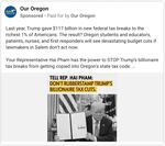 Our Oregon, a political advocacy group backed by labor unions, has begun running ads like this in order to pressure moderate Democrats to take a tax vote this year.