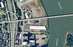 Zidell Yards, on Portland’s South Waterfront, as seen in this satellite image from May 2024. The Portland Diamond Project announced Tuesday it signed a letter of intent to purchase the site, aiming to build a ballpark that would meet Major League Baseball requirements.