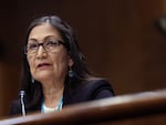 U.S. Interior Secretary Deb Haaland testifies during a Senate Energy and Natural Resources hearing in May.