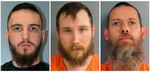 Paul Bellar (from left), Joseph Morrison and Pete Musico, who were accused of supporting a plot to kidnap Michigan Gov. Gretchen Whitmer, were convicted of all charges Wednesday.