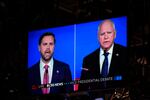 As seen on a monitor in the studio, Republican vice presidential nominee Sen. JD Vance, R-Ohio, speaks during a vice presidential debate hosted by CBS News, with Democratic vice presidential candidate Minnesota Gov. Tim Walz, Tuesday, Oct. 1, 2024, in New York.