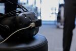 The HTC Vive headset used during a VR for pain management demo at Providence Gresham Rehab and Sports Therapy clinic.   