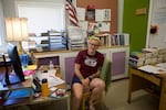 Teacher Molly Carter poses for a portrait in her classroom at Wheeler High School in Fossil, Ore., Tuesday, June 4, 2019. Carter taught student Katie Jaeger for three years; sometimes Jaeger was the only student at her grade level.