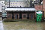 Dog kennels in the courtyard of Outside In, a homeless services nonprofit, in downtown Portland.