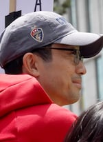 Marshall Cho, participating in the “No Kings” rally in Portland, Ore., June 14, 2025.

