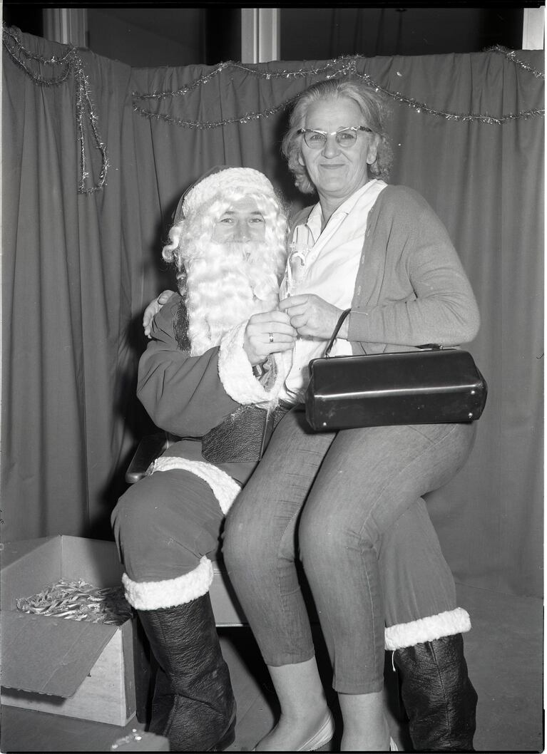 A rejected Santa photo from the 1950s-1960s Oregon coast, curated by the Oregon Historical Society from a donated box labeled "Santa photos not picked up."