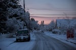 A quiet sunrise greets Portland Wednesday, Feb. 21, 2018, following an overnight snowstorm.